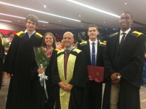 Undergraduate Honours Students (Left to right) Nicholas, Marie, Josh, and Karl at convocation!